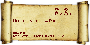 Humor Krisztofer névjegykártya